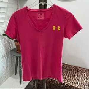 Under Armour Charged Cotton Medium Tee Hit Like a Girl Hot Pink Neon Yellow❤️